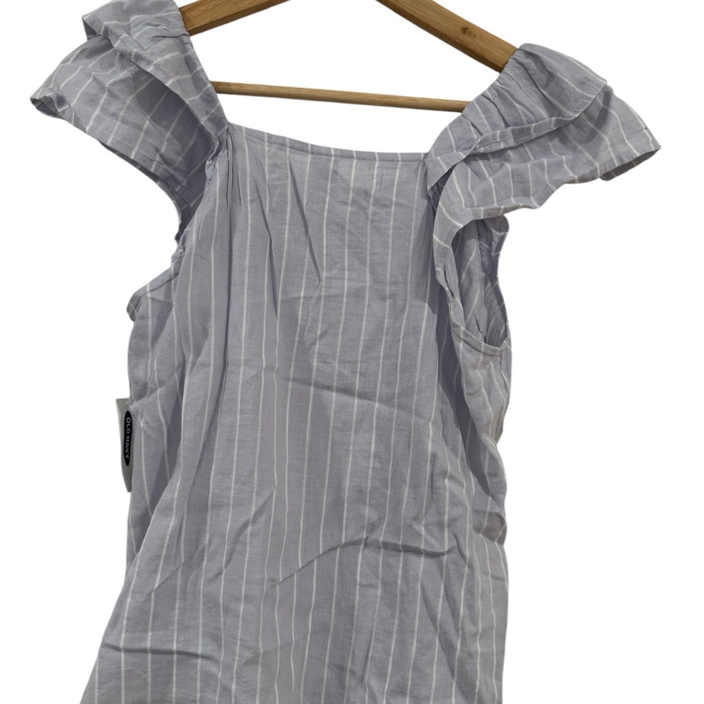 Gray Striped Ruffle Sleeve Top - Picture 2 of 4